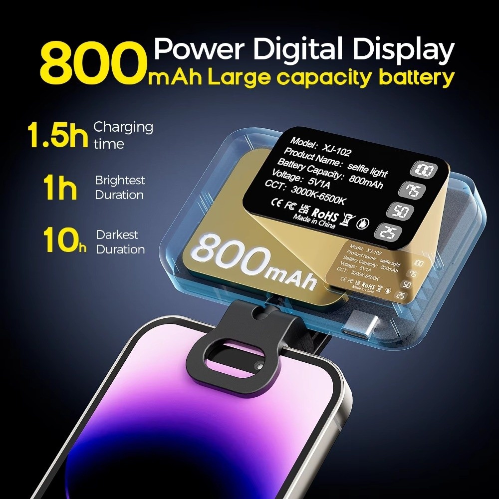 Photography Lighting Flash - Luz LED para Selfies de 800/1000mAh,