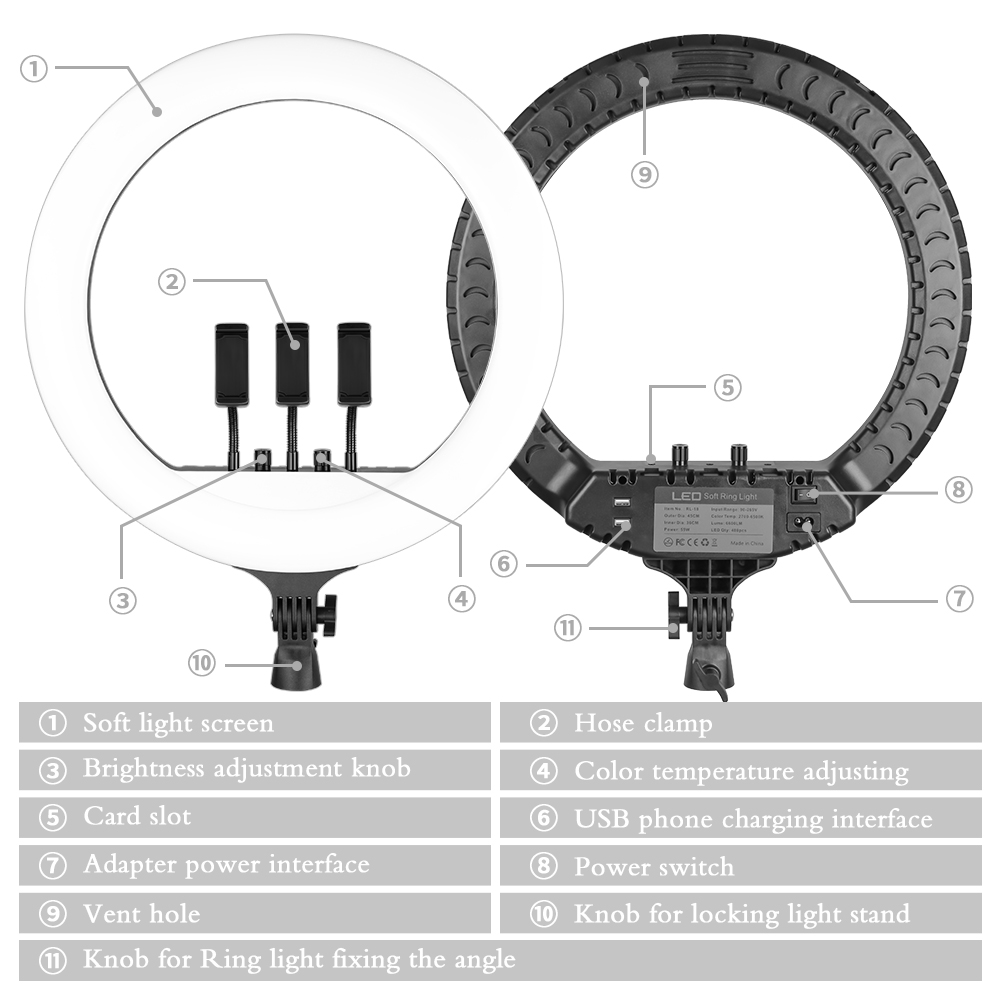 Aro de luz LED SH de 18 pulgad - Photography Lighting Overhead reseña y precio